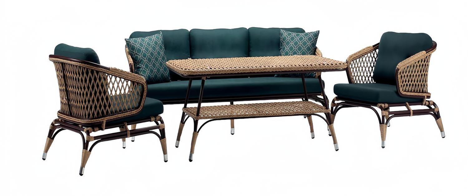 Modern garden furniture luxury sofa set ofa 3-seater 2x armchairs coffee table