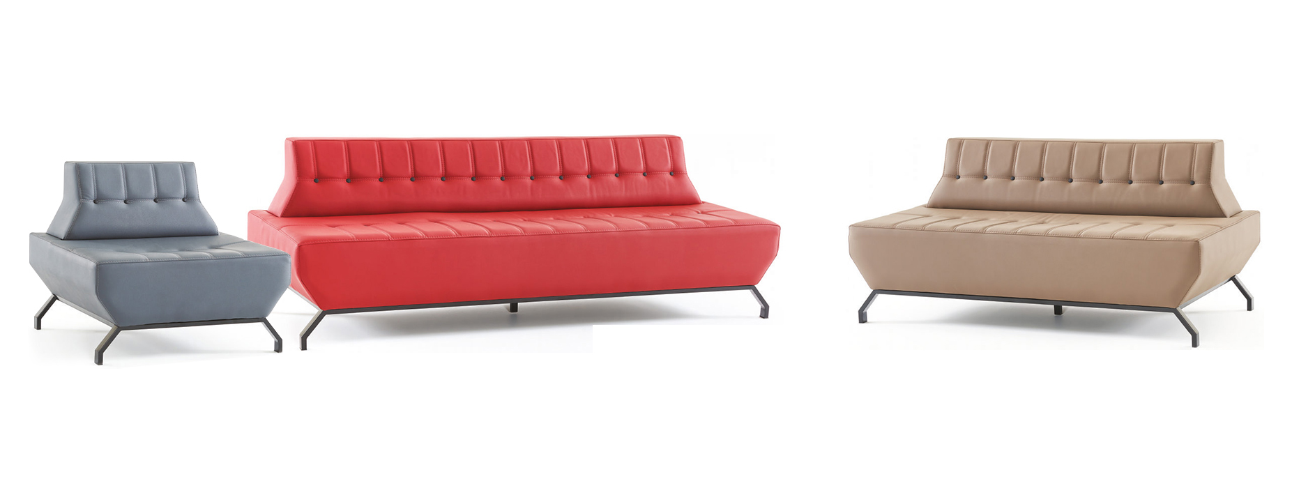 Complete Sofa Set Red 3-Seater Beige 2-Seater Gray Armchair Art Deco Leather