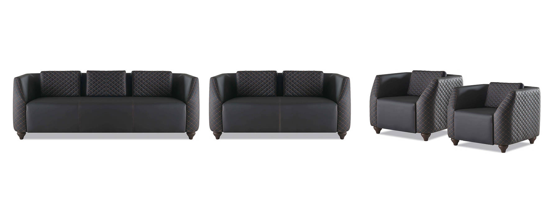Sofa sets 3-seater 2-seater armchair Black leather sofas upholstered couch