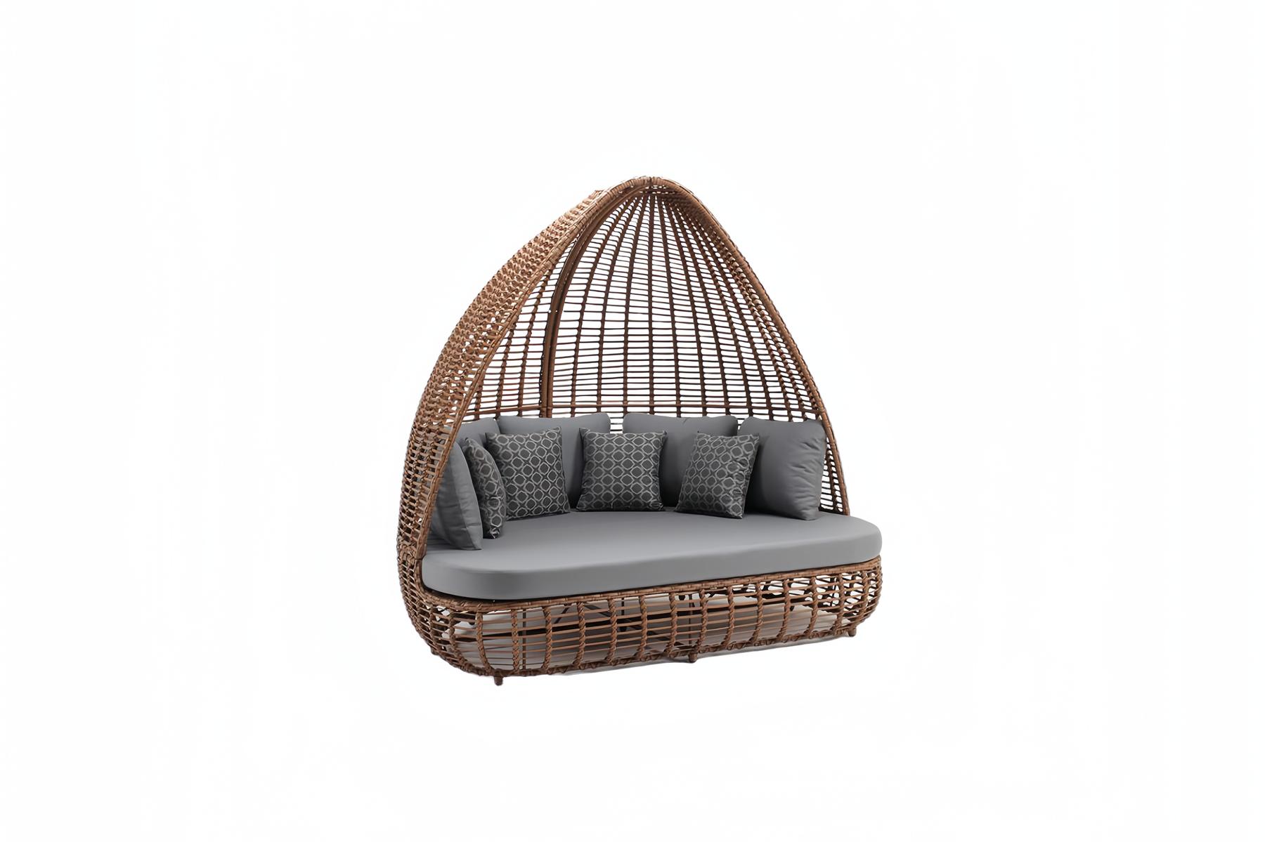 Gray three-seater garden seating furniture textile sofa elegant terrace modern furniture