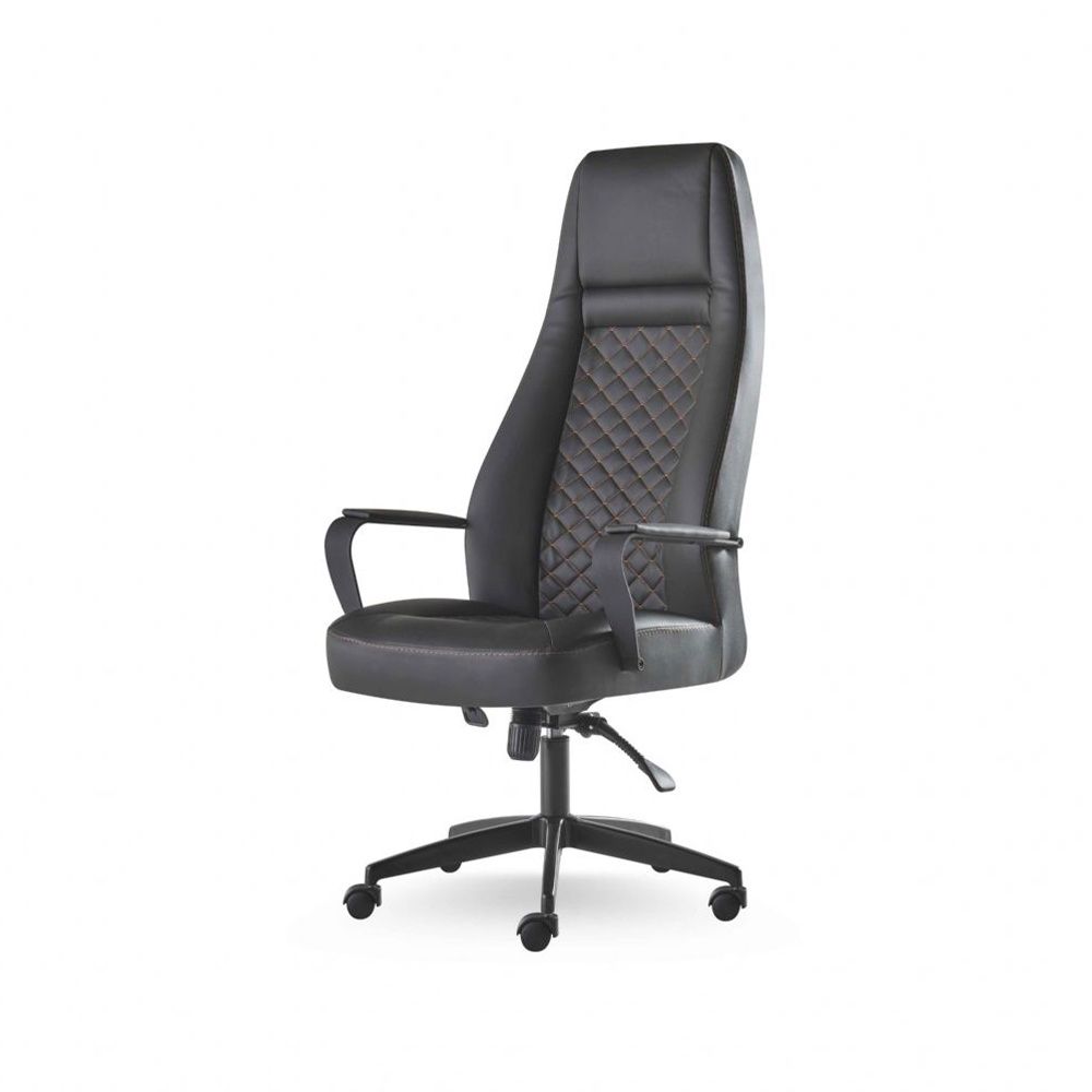 Black Executive Chair Modern Leather with Wheels Office Room Office