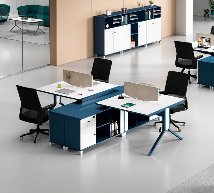 Blue-white worktable workplace furniture designer high-quality tables