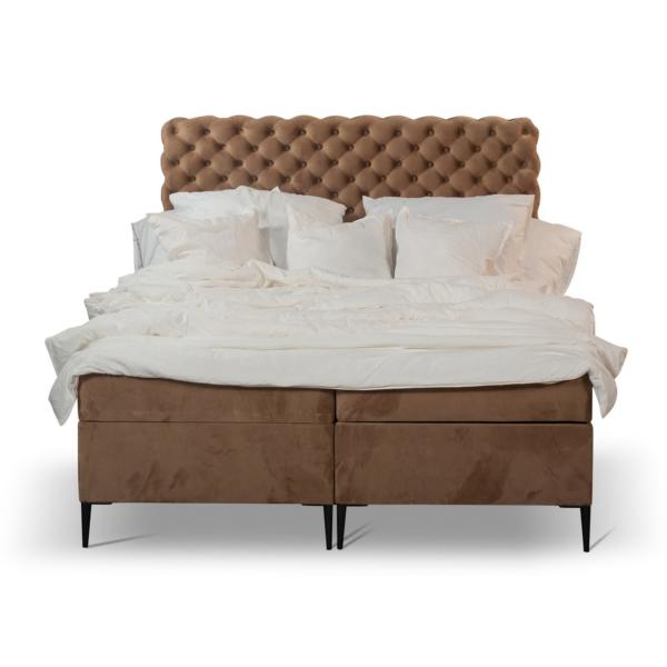 Bedroom double bed 180cm mattress brown modern style wood Chesterfield