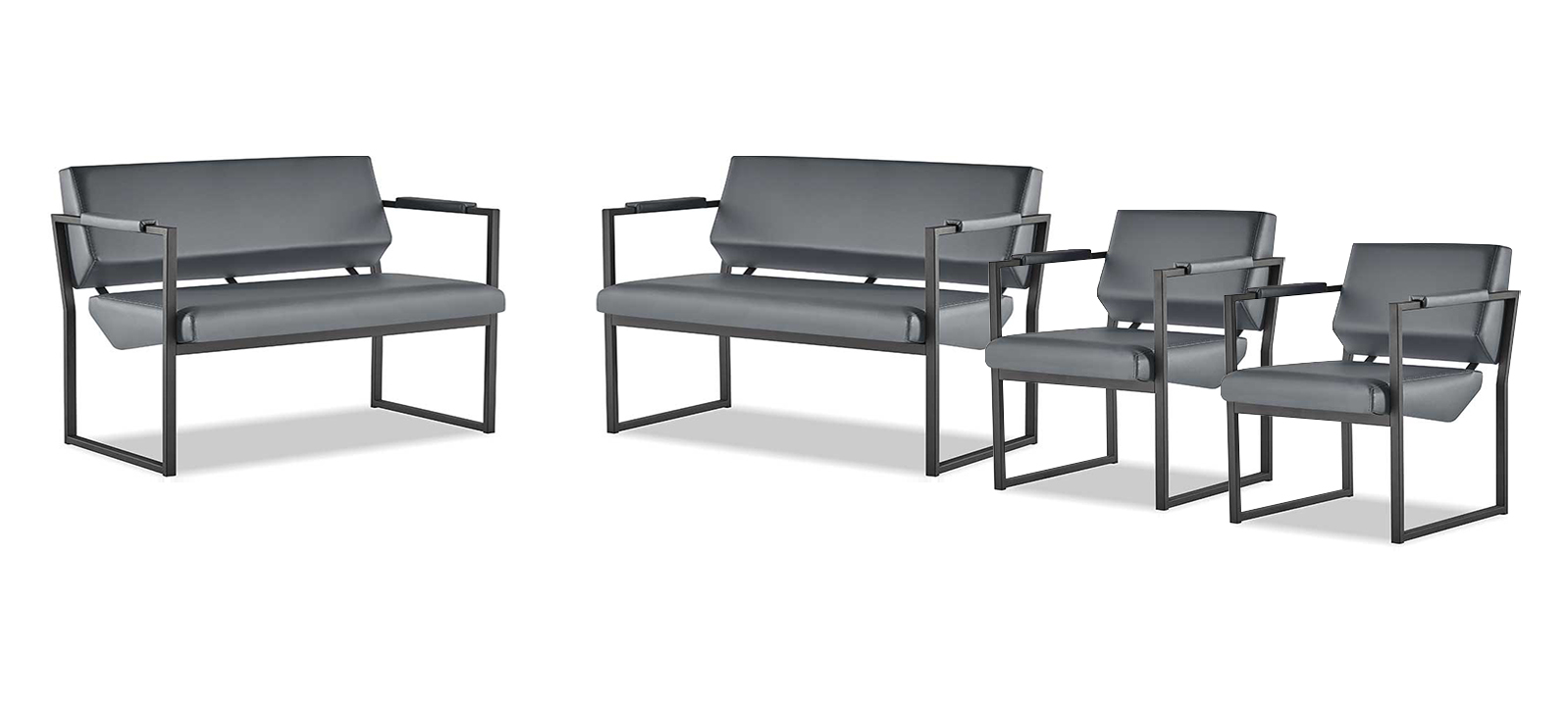 Sofa set 2-seater armchair black leather sofas modern leather stainless steel couch