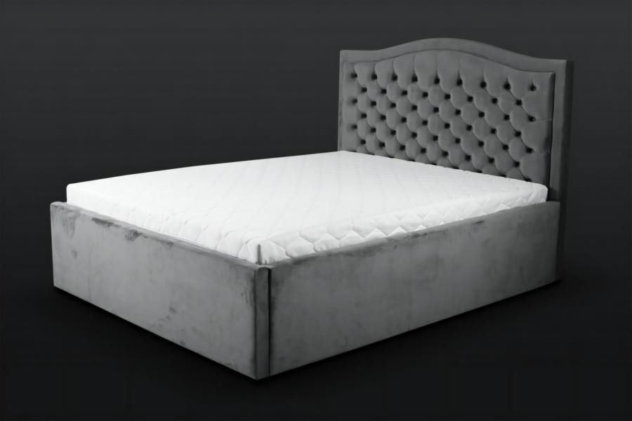 Bedroom double bed 180 cm mattress gray Chesterfield style wood