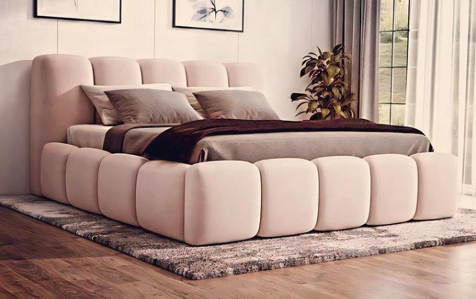 Double bed bedroom 180cm mattress white modern style wood