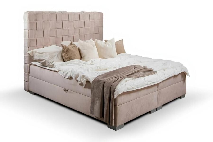 Double bed bedroom 180 cm mattress beige modern style Chesterfield