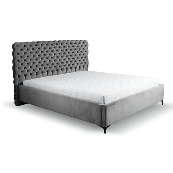Double bed bedroom 160 cm mattress gray modern Chesterfield wood
