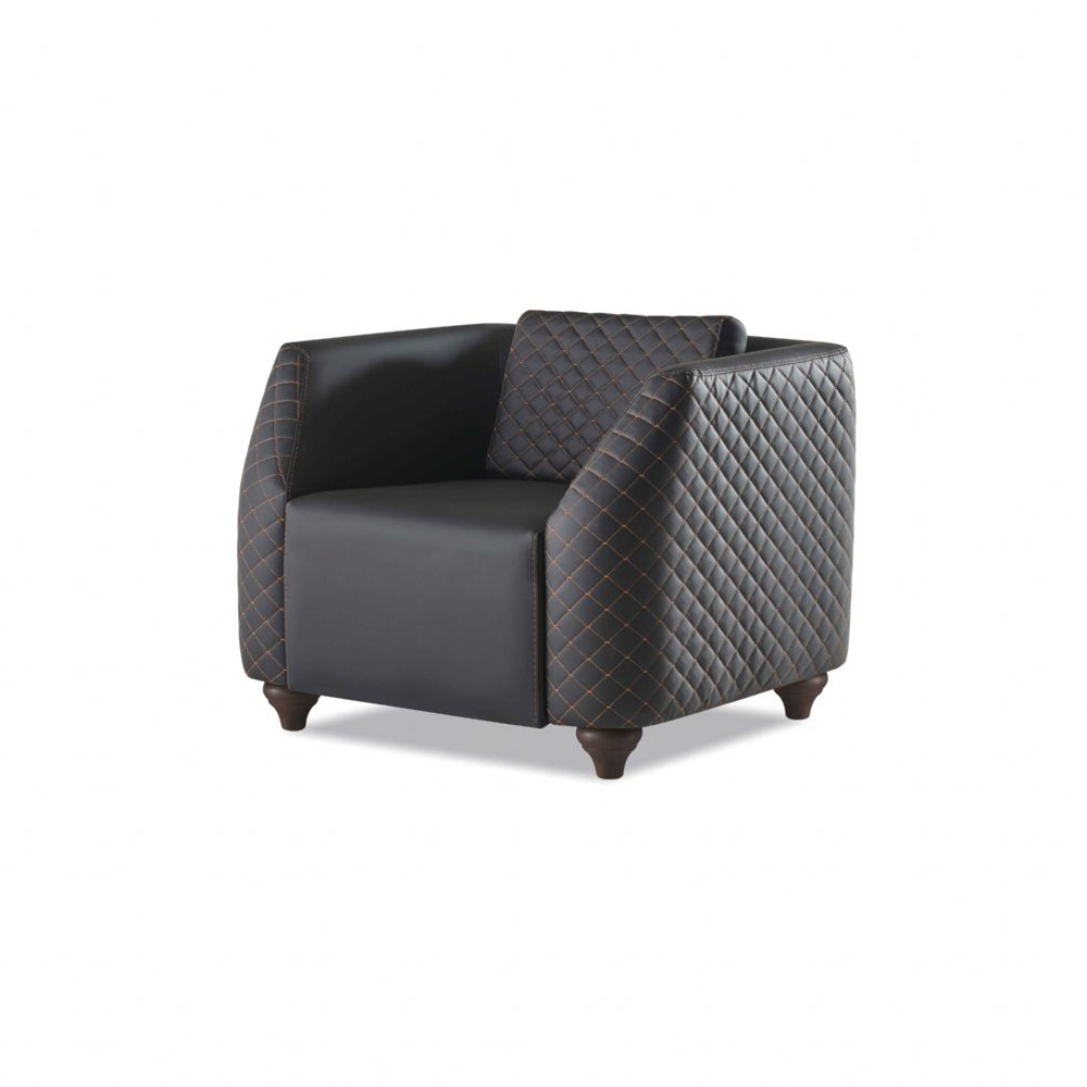 Chair Black Armchair Modern Upholstered Leather Cushion Single Seater Wood