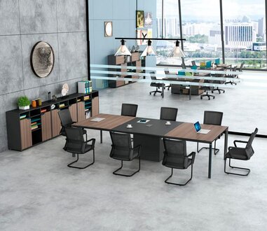 Complete office conference table cabinets office desk black wood 4 pieces