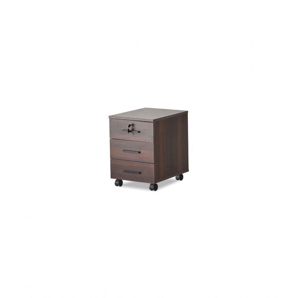 Chest of drawers with drawers, modern office, rectangular shape, brown.