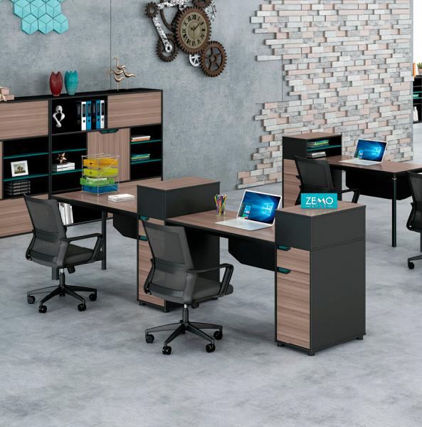 Group office desk work table writing desk for 2 people wood black