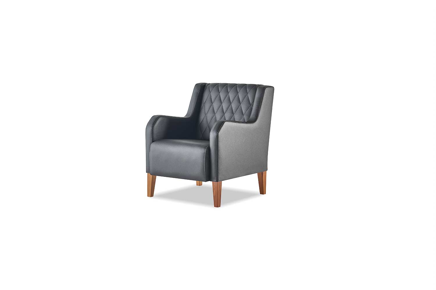Armchair Black Chair Leather Wood Modern 1-Seater Soft Seating Furniture