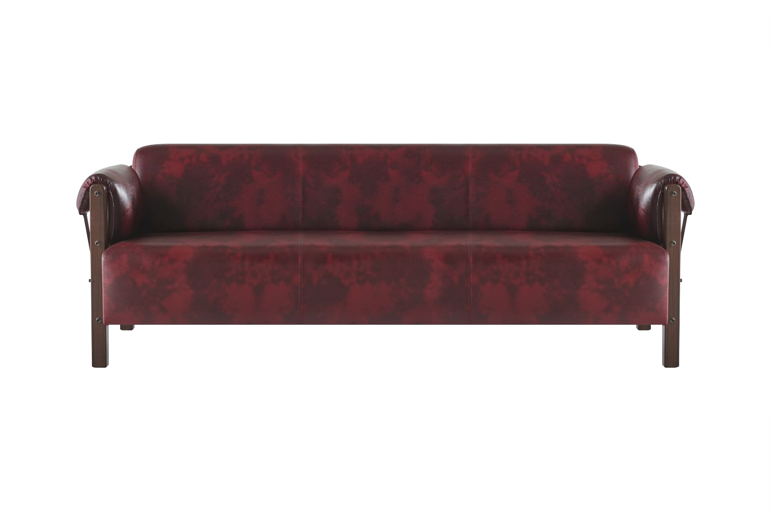 Bordeaux Sofa Leather Sofa 3-Seater Soft Armrests Couch Leather Wood Modern