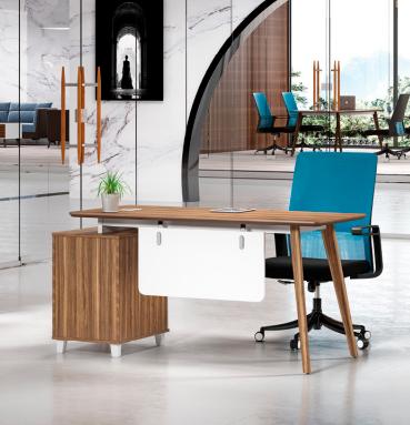 Brown-White Office Desk Luxurious Desks High-Quality Wooden Furniture