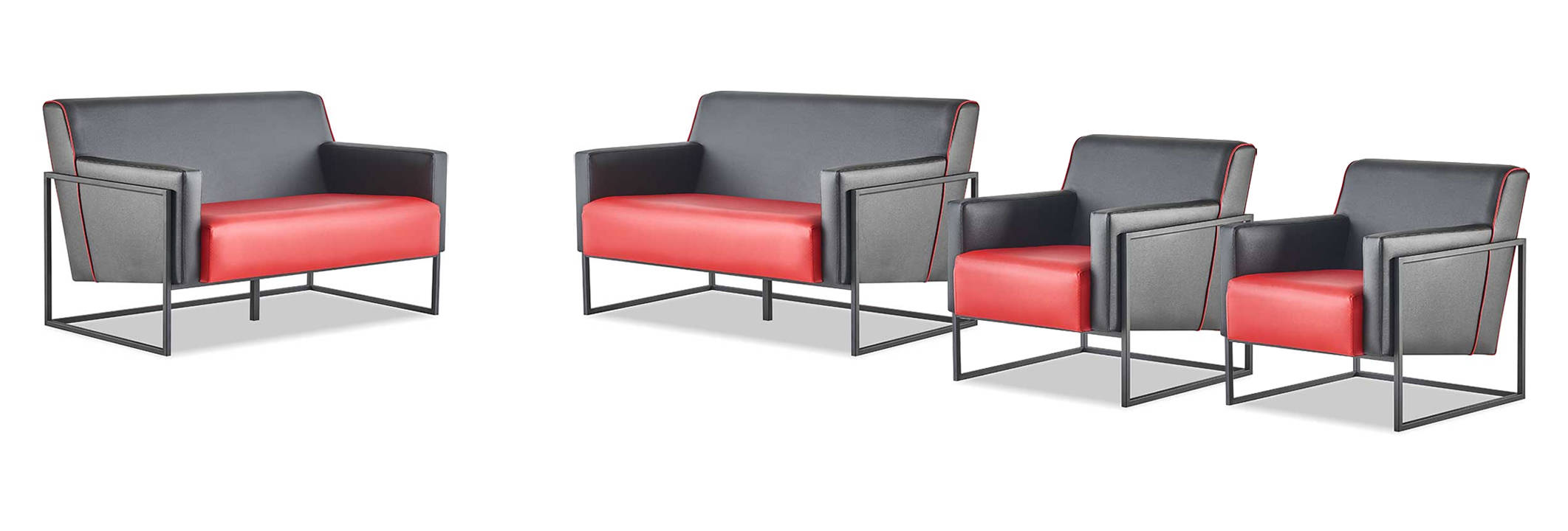 Sofa set black red sofas 2-seater armchair reclining chair leather
