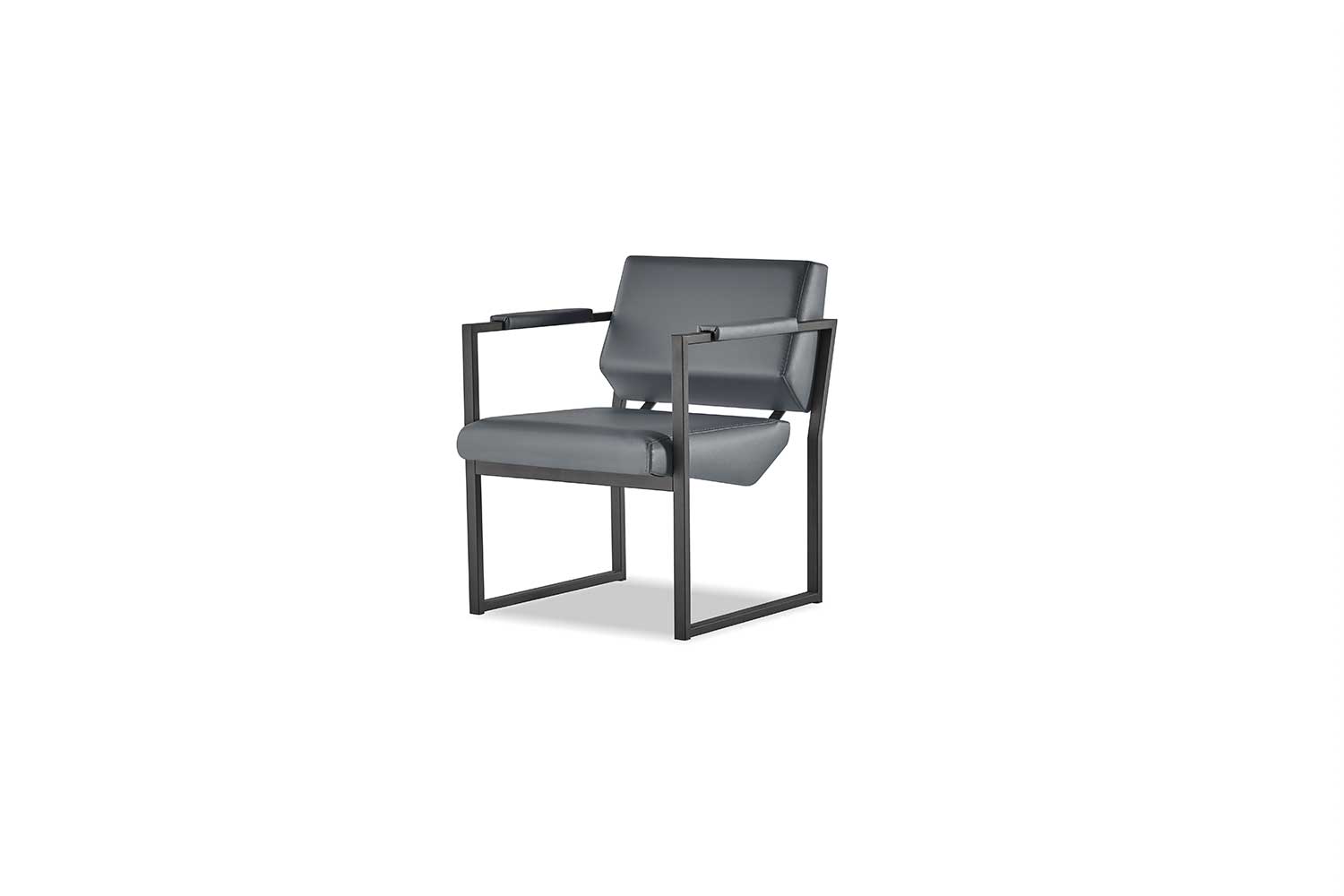 Chair Office Chair Four-Sided Stainless Steel Black Solid Color 1-Seater Leather