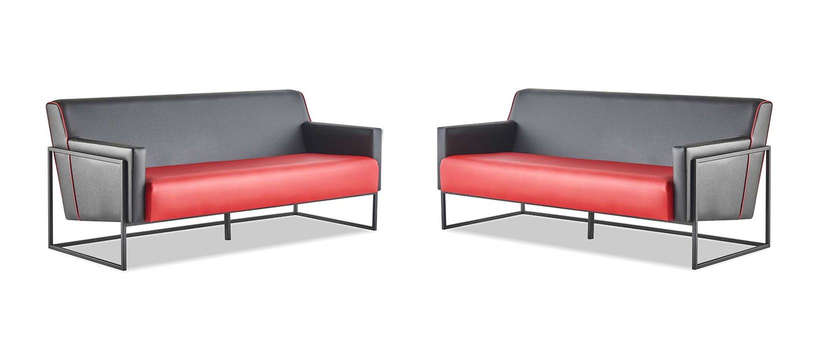 Modern black red leather sofa set 3-seater sofas sofa set couch leather