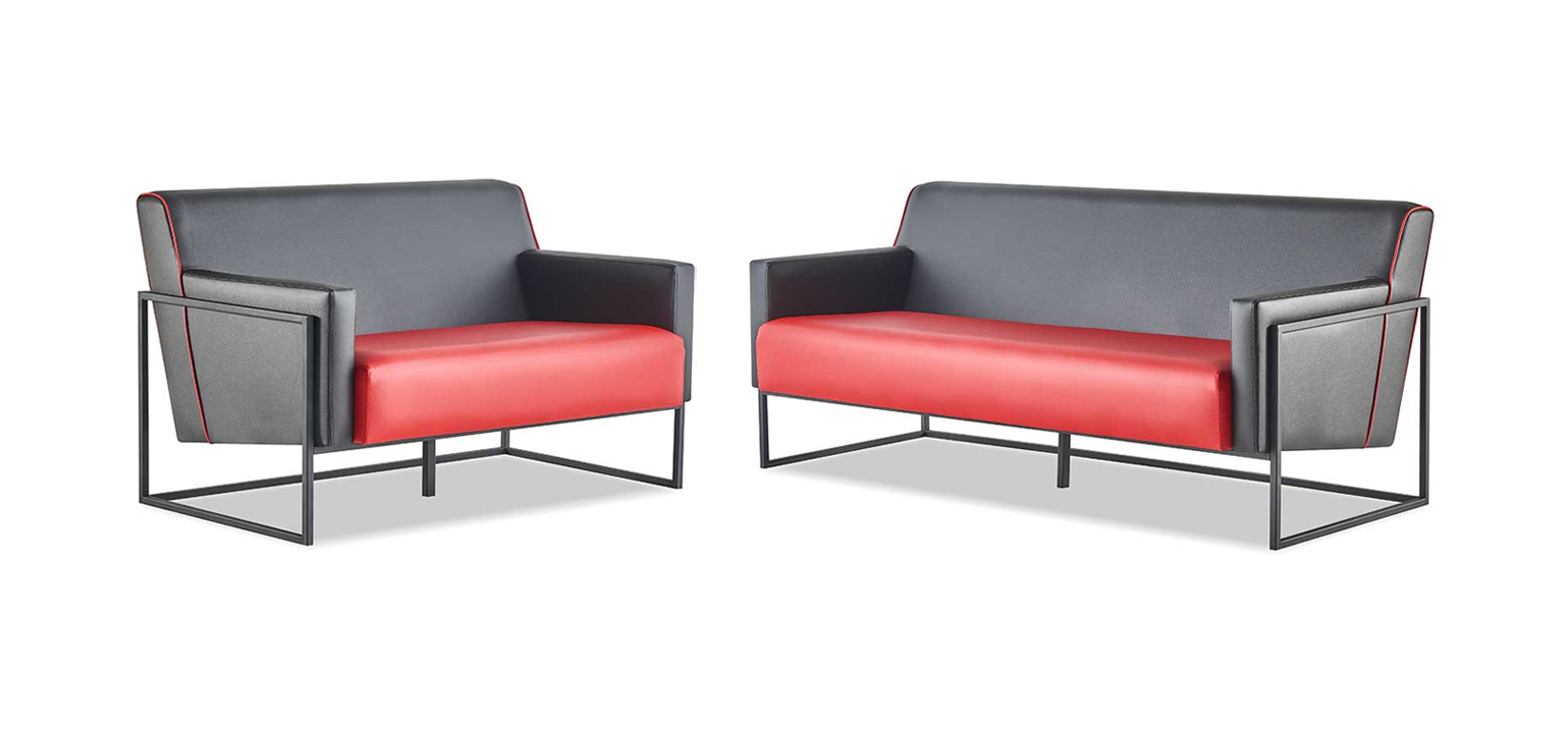 Seating furniture set 3-seater 2-seater sofas black red leather sofas leather set