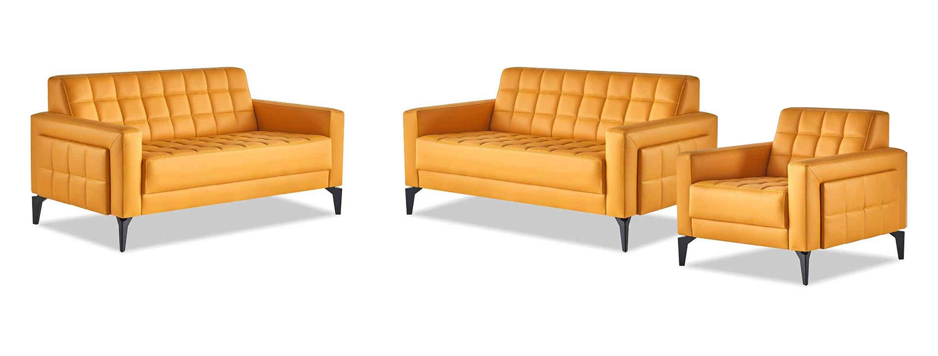 Sofa set 2-seater chair modern yellow leather sofas stainless steel leather