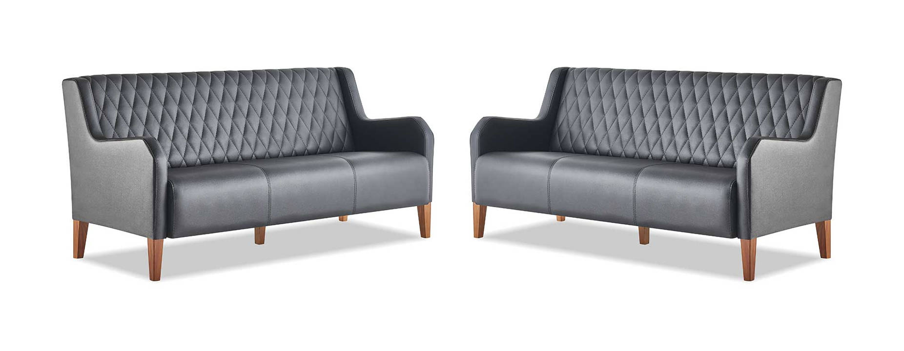 Modern Seating Furniture Leather Sofa Set 3-Seater Black Sofa Set Leather Wood