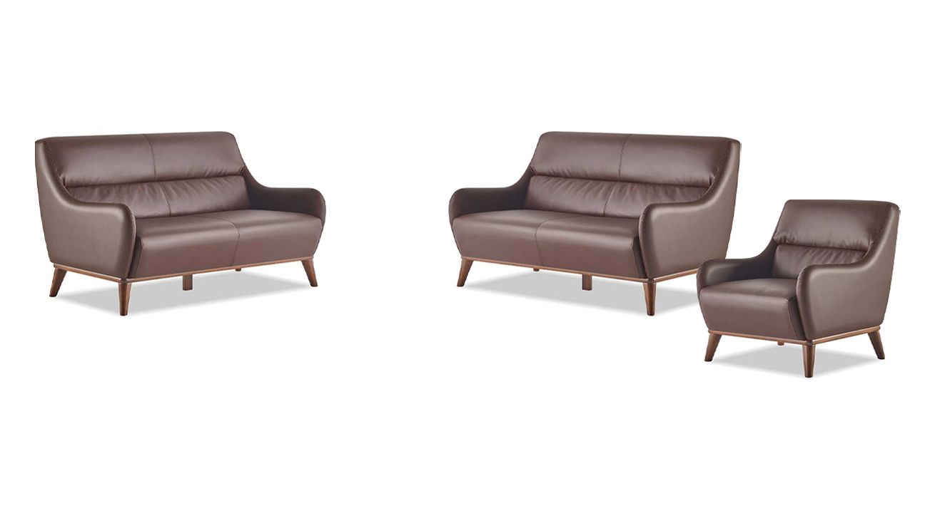 Brown Classic Sofa Set 2-Seater Armchair Recliner Couch Sofas