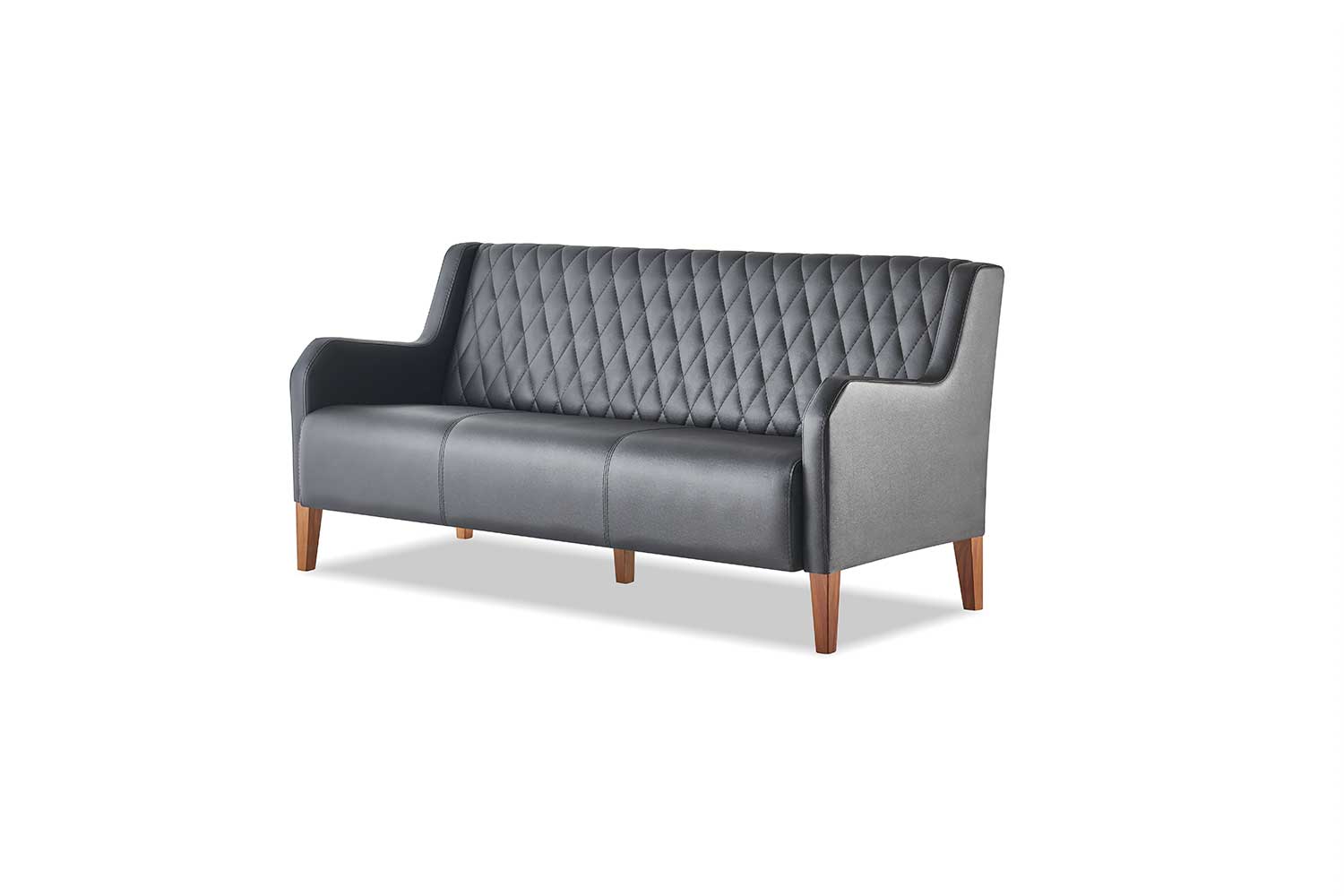 Leather Sofa 3-Seater Black Modern Furniture Leather Wood Three-Seater