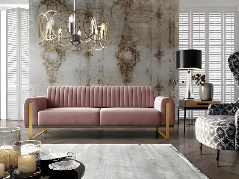 Sofa 3-seater upholstered coffee table wood luxury living room quality elegance