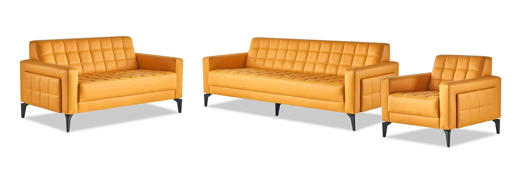 Sofa Set Leather Sofas Modern Yellow Chesterfield 3-Seater 2-Seater Armchair