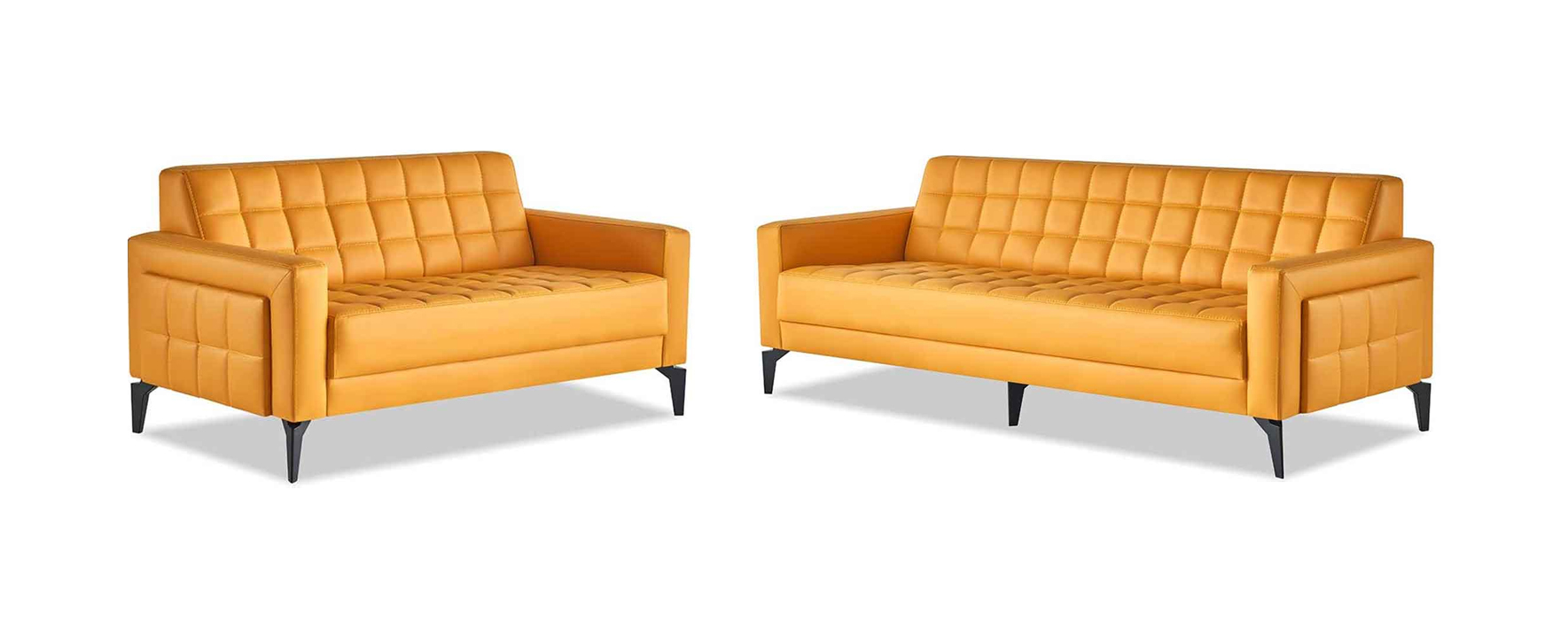 Couch 3-seater 2-seater Yellow Modern Sofa Set Chesterfield Seating Furniture