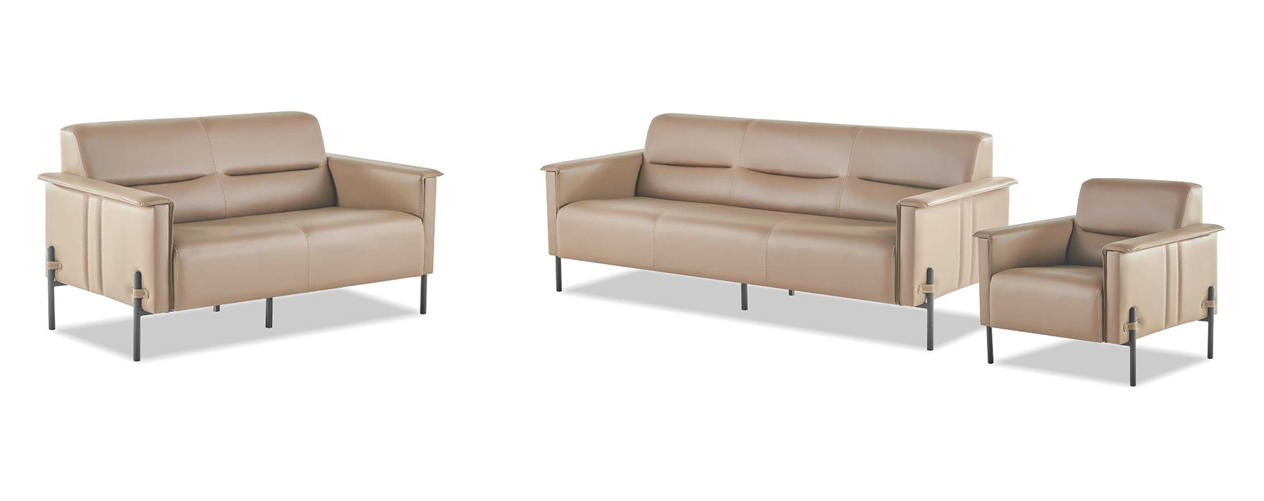 Beige seating furniture sofa set 3-seater 2-seater armchair leather modern