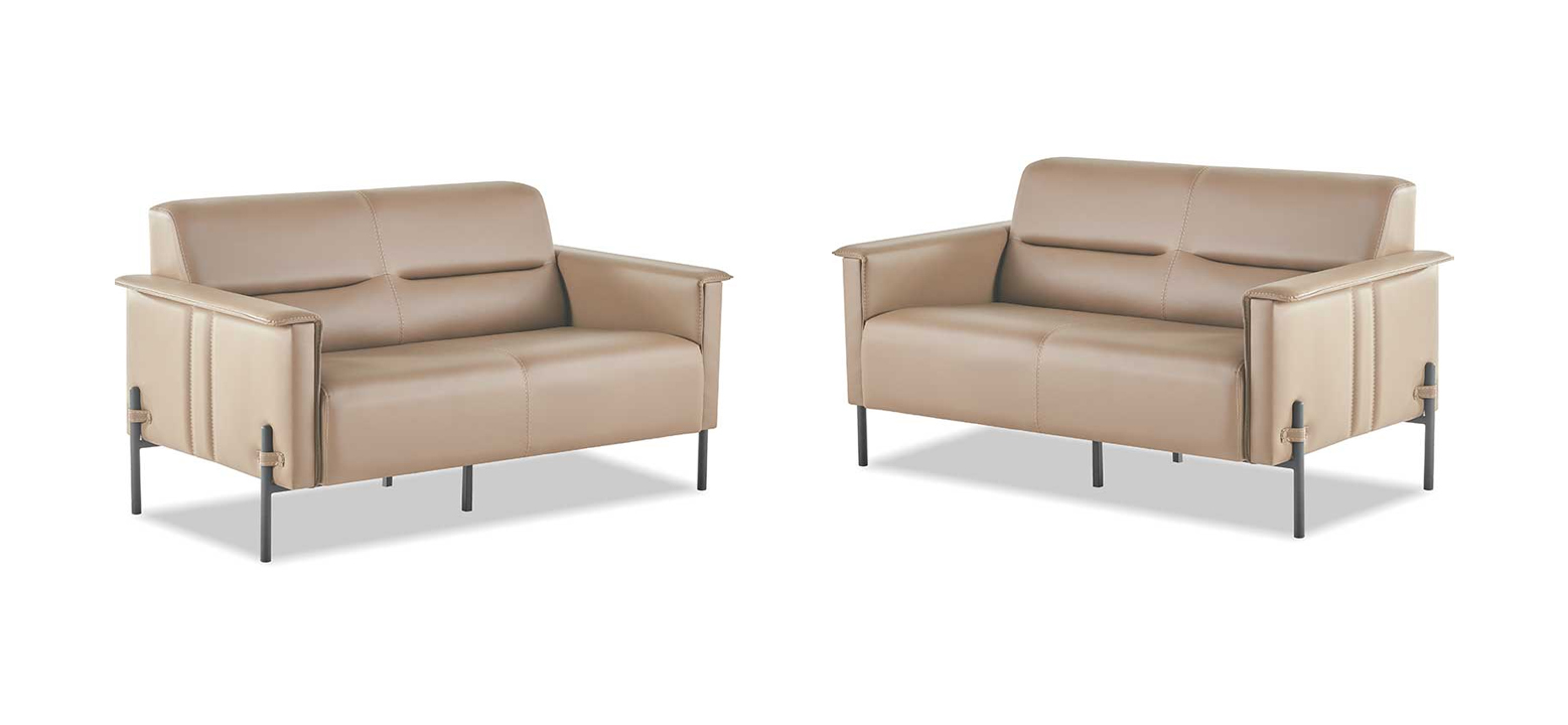 Beige Sofa Set 2-Seater Leather Sofas Modern Leather Sofa Suite Stainless Steel