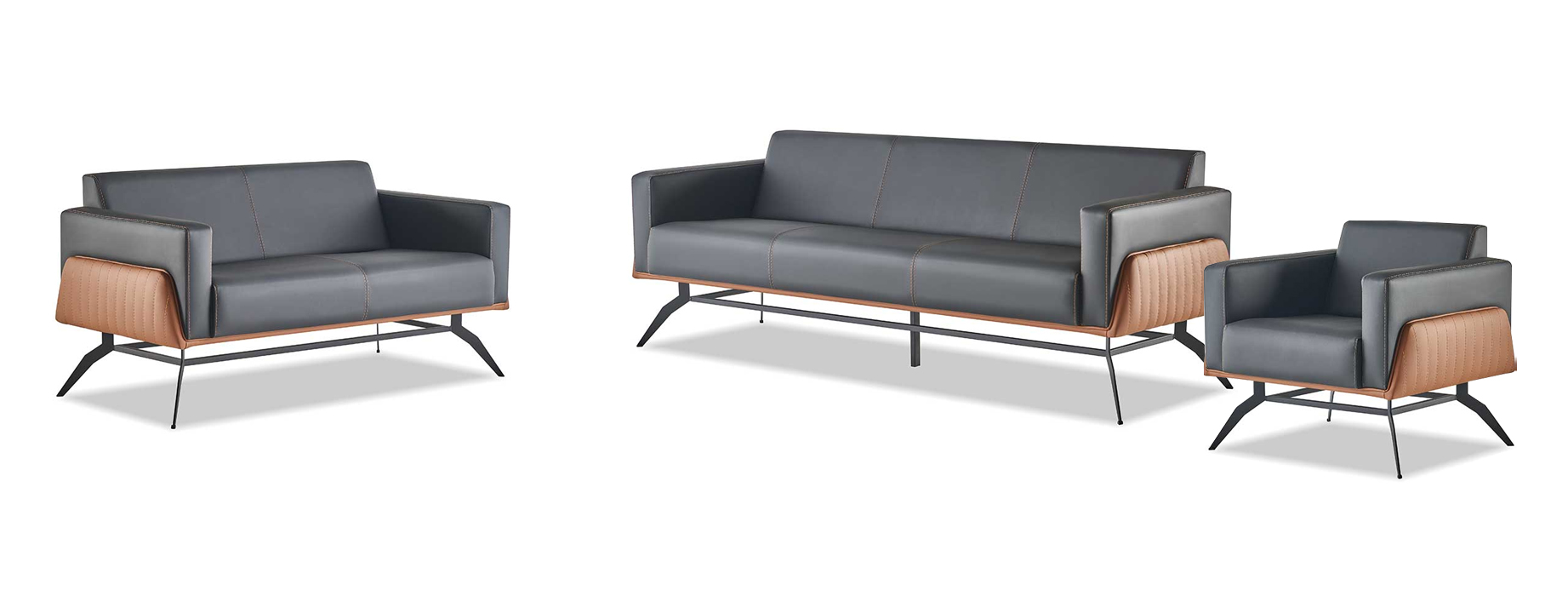 Sofa sets Black Brown Leather sofas 3-seater 2-seater armchair Modern