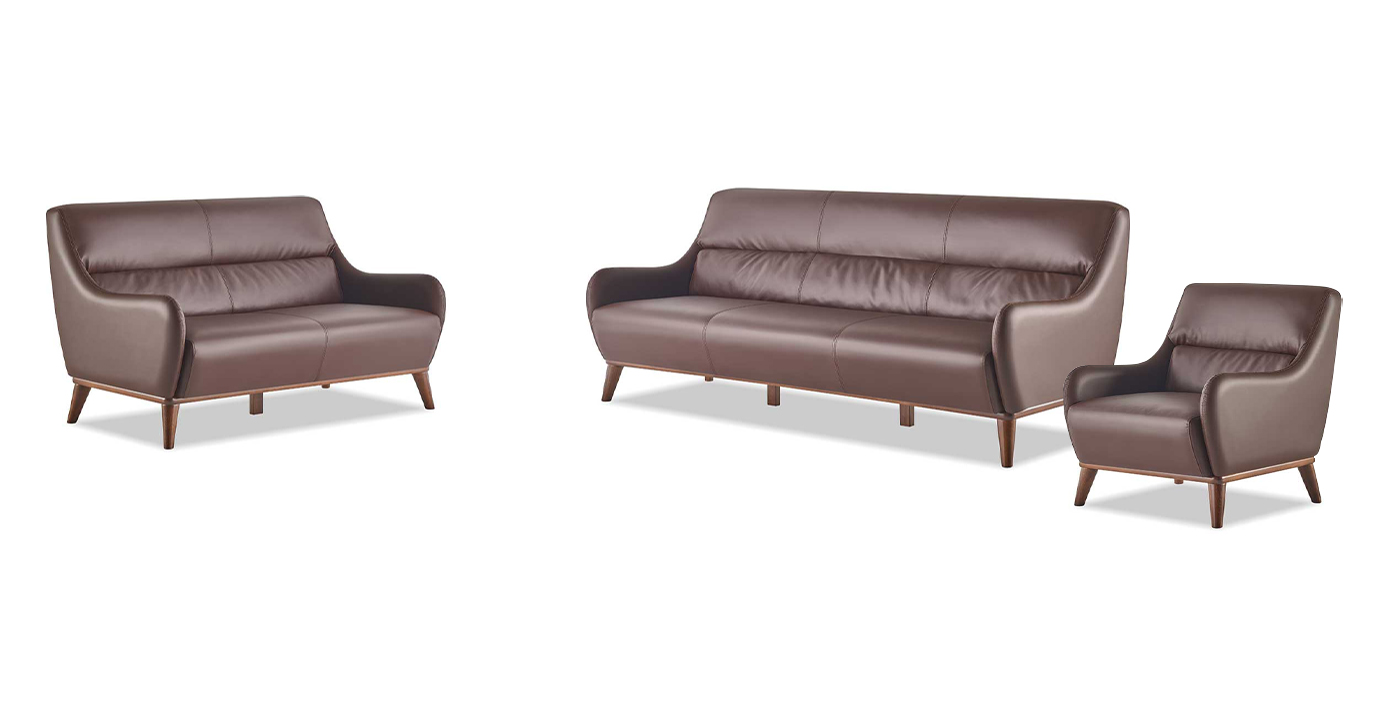 Complete Sofa Set 3-Seater 2-Seater Armchair Brown Classic Couch Leather