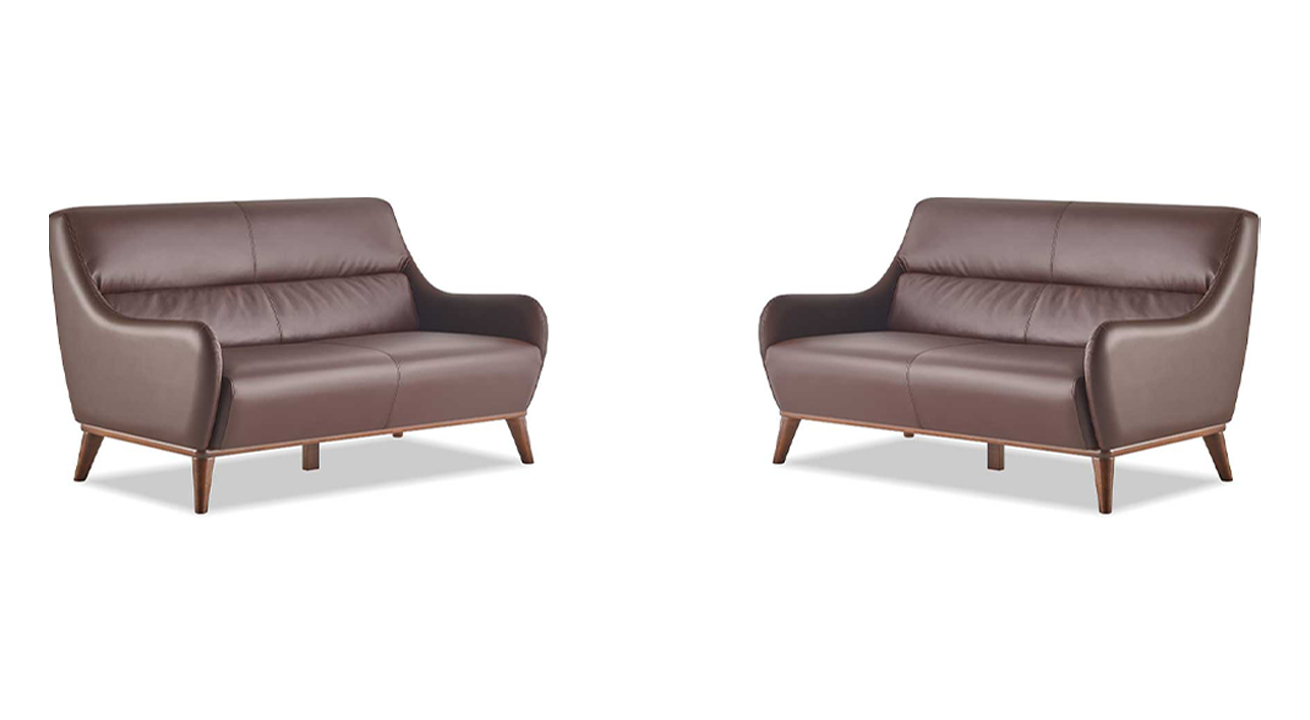 Brown Classic Sofas 2-Seater Couch Leather Sofas Seating Furniture Sofa Set Soft
