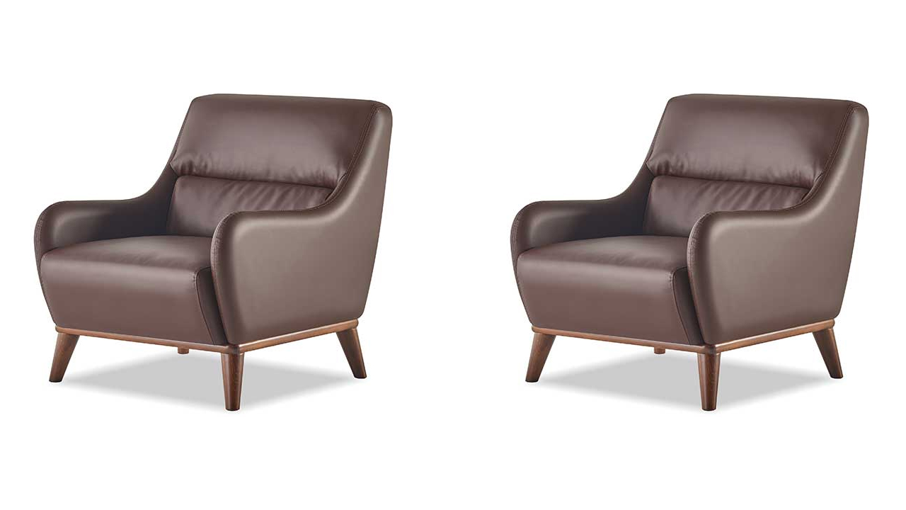 Seating furniture armchair brown set classic 1-seater reclining chair leather wood