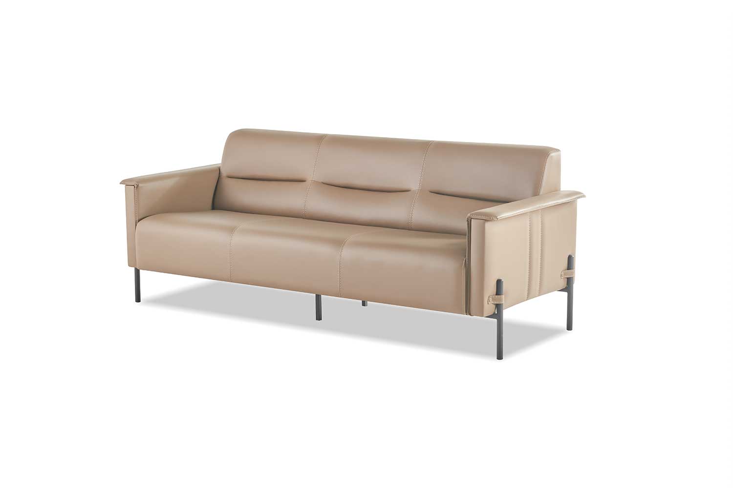 Modern Sofa 3-Seater Leather Sofa Leather Stainless Steel Wood Three-Seater Couch