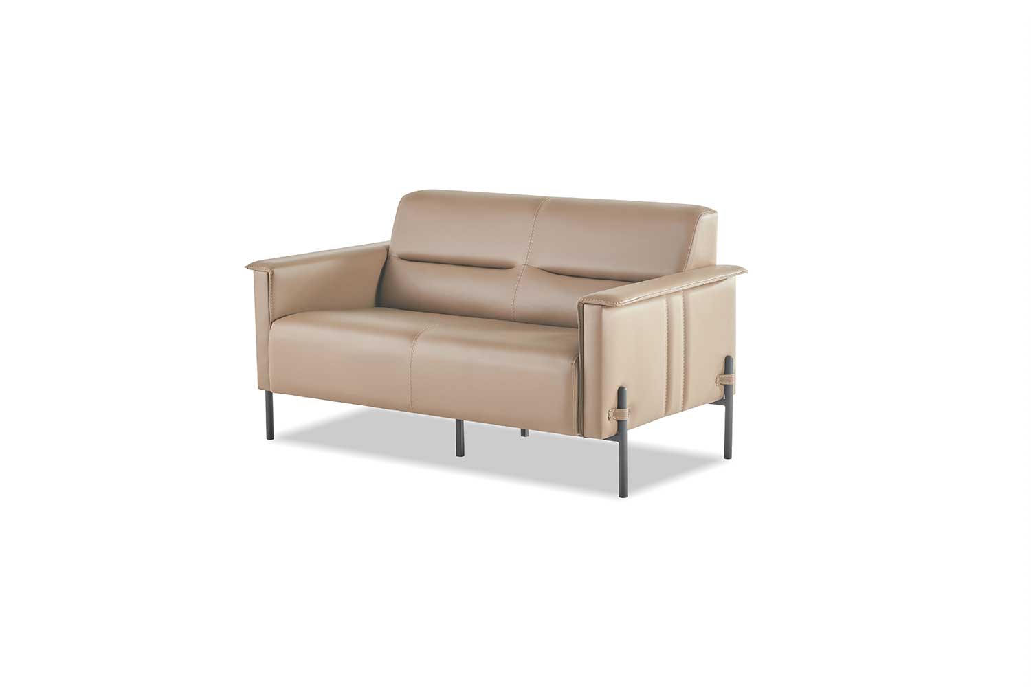 Beige Couch 2-Seater Sofa Modern Leather Sofa Seating Furniture Double Seat Leather