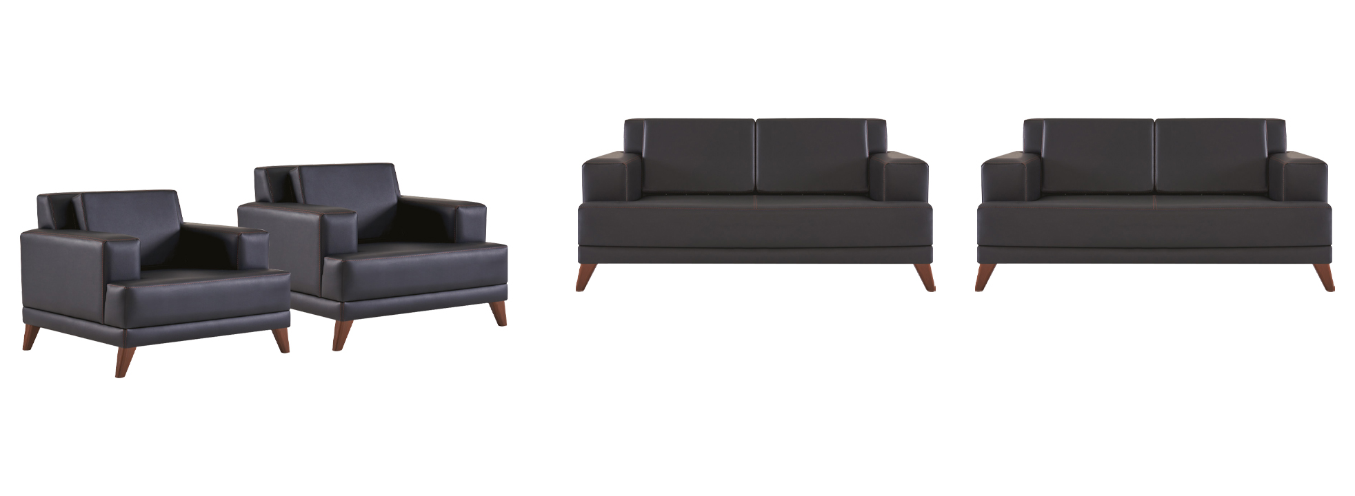 Sofa Set 2-Seater Armchair Black Leather Sofas Modern Sofa Set Upholstered