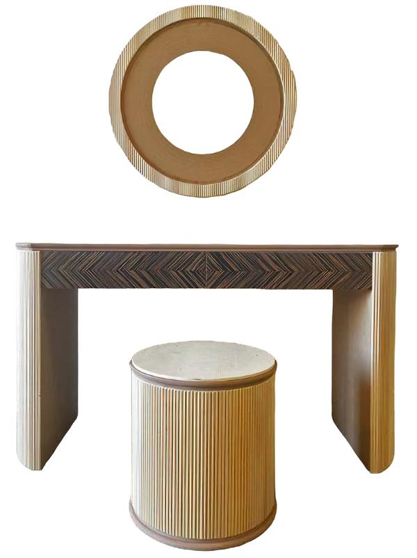 3-piece vanity set with mirror stool bedroom style Italian mahogany new