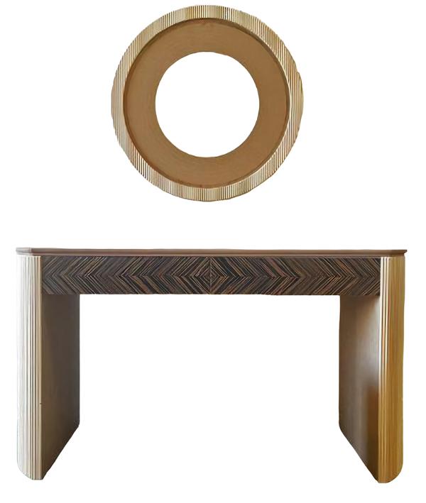 Vanity Mirror Design Wood Modern Abstract 2-piece Wall Mirror Bedroom