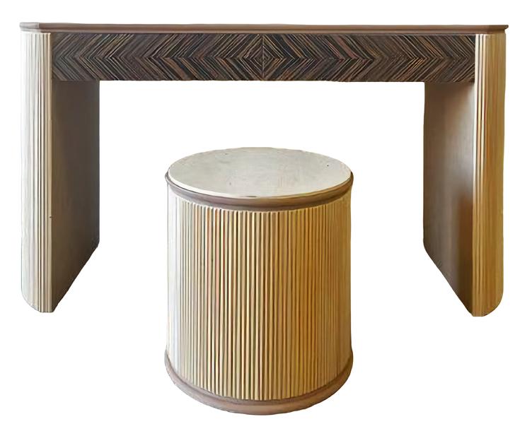 Vanity table with stool bedroom wall mirror wood modern style Italy 2 pieces