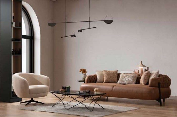 Modern living room sofa set designer three-seater elegant armchair 2-piece