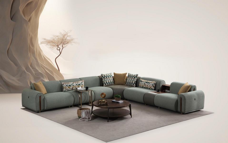 Stylish corner sofa designer living room couch L-shape elegant upholstered sofa