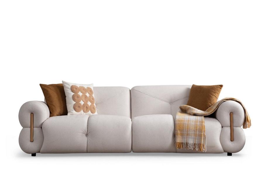 Exclusive white three-seater fabric sofa living room seating furniture 3-seater