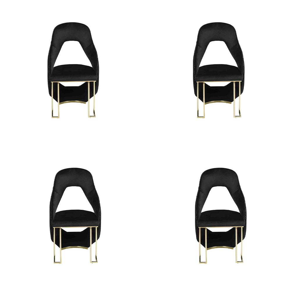 Stylish 4x Chairs Dining Chair Black Kitchen Chair Armchair Luxury Novelty