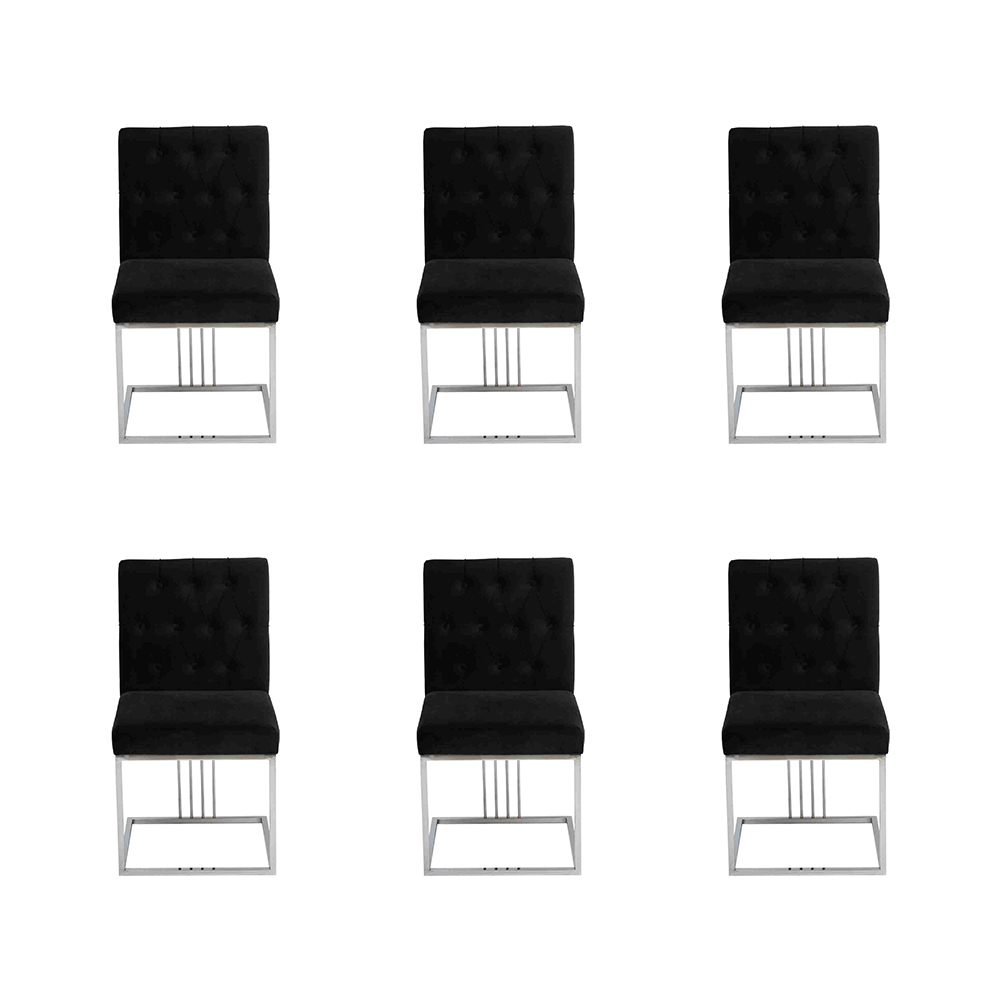 Black dining room 6x chairs armchair designer furniture dining chairs stainless steel chair