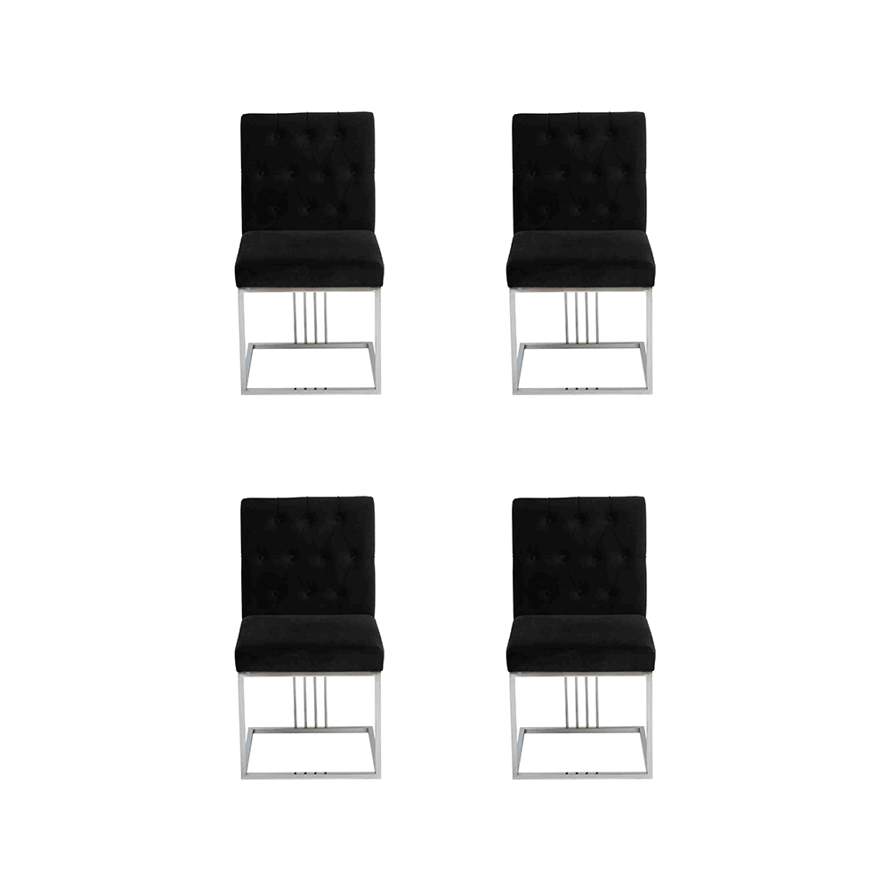 Black 4x Chairs Armchair Designer Dining Room Furniture Dining Chairs Stainless Steel Chair