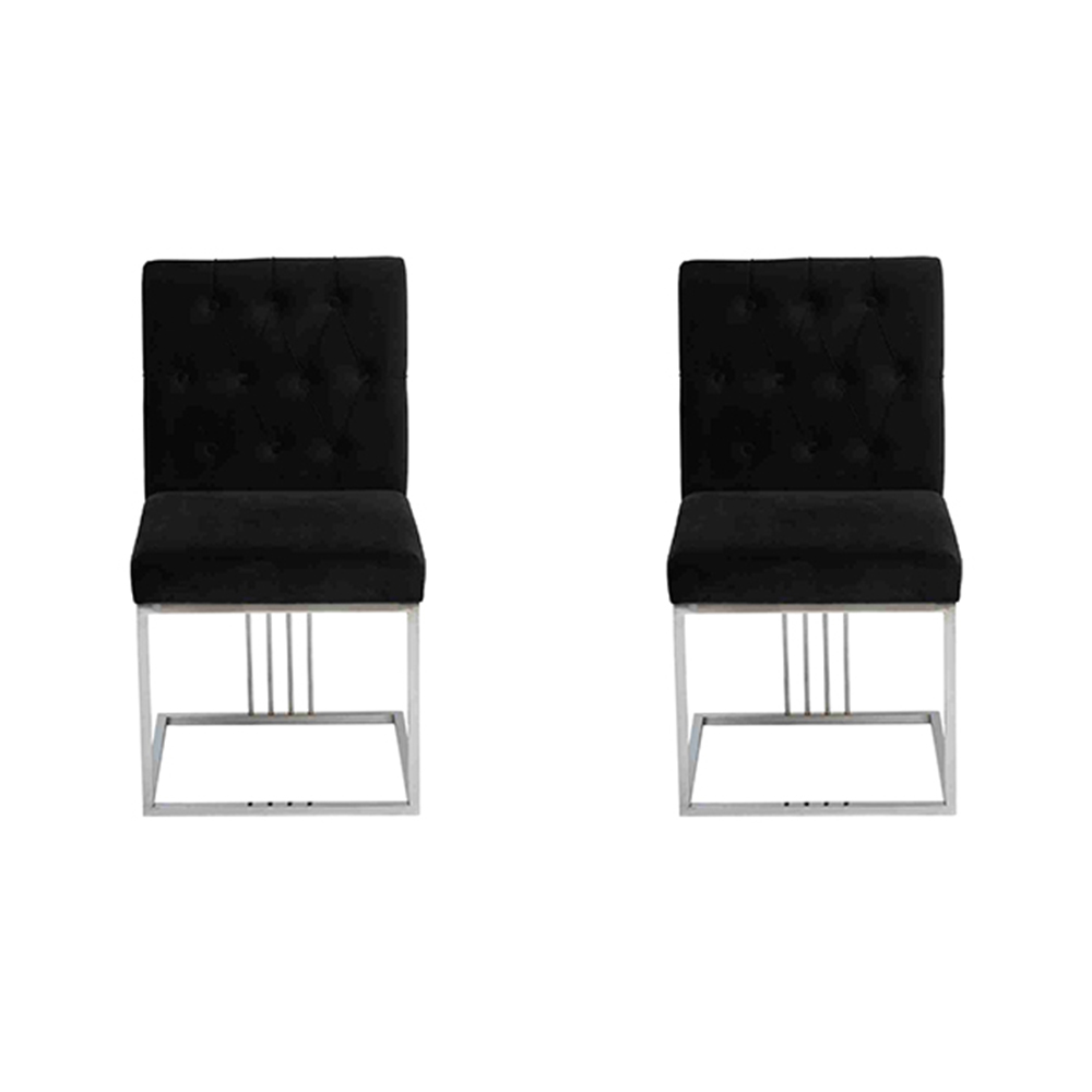 Black Armchair Designer 2x Chairs Dining Room Furniture Dining Chairs Stainless Steel Chair