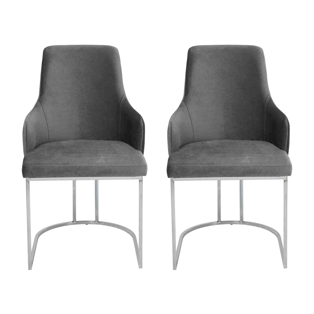 Gray 2x dining chairs upholstered chairs luxury dining set of 2.